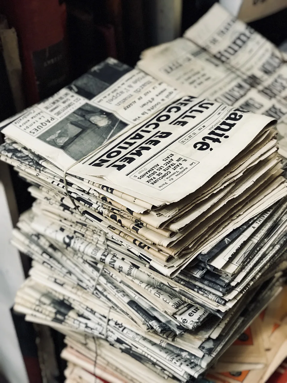 Une pile de journaux sur une table